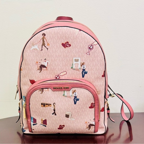 Michael Kors Pink Graphic Women's Backpack - Picture 1 of 10